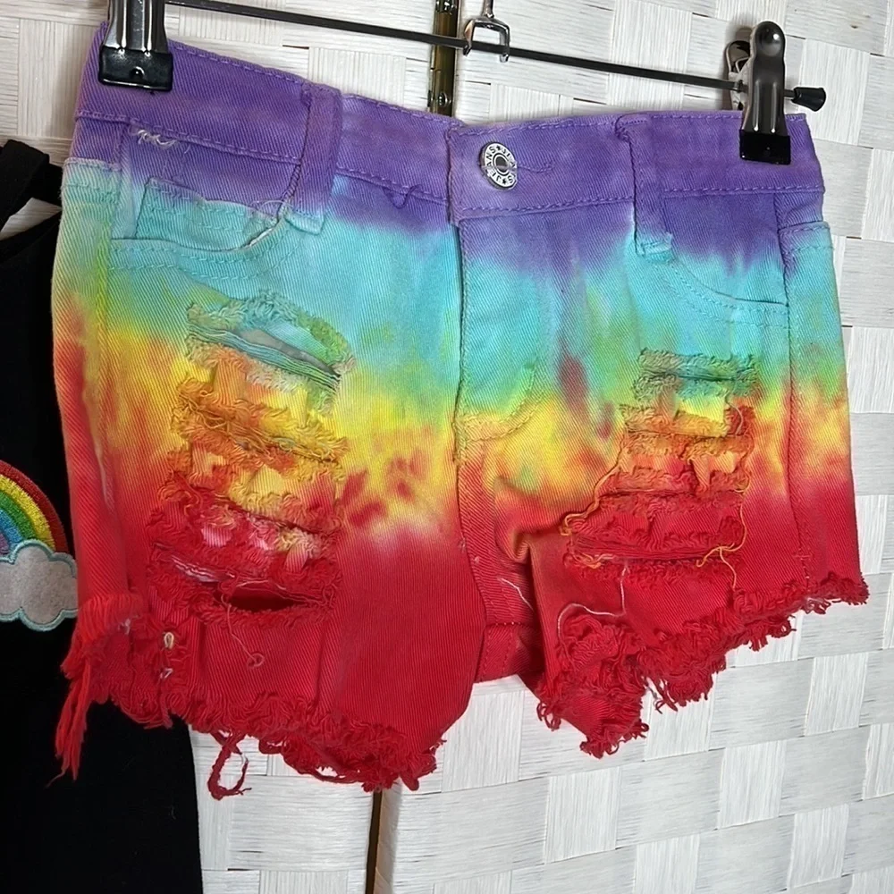 Black Cold Shoulder Tee-Shirt With Tie Dye Denim